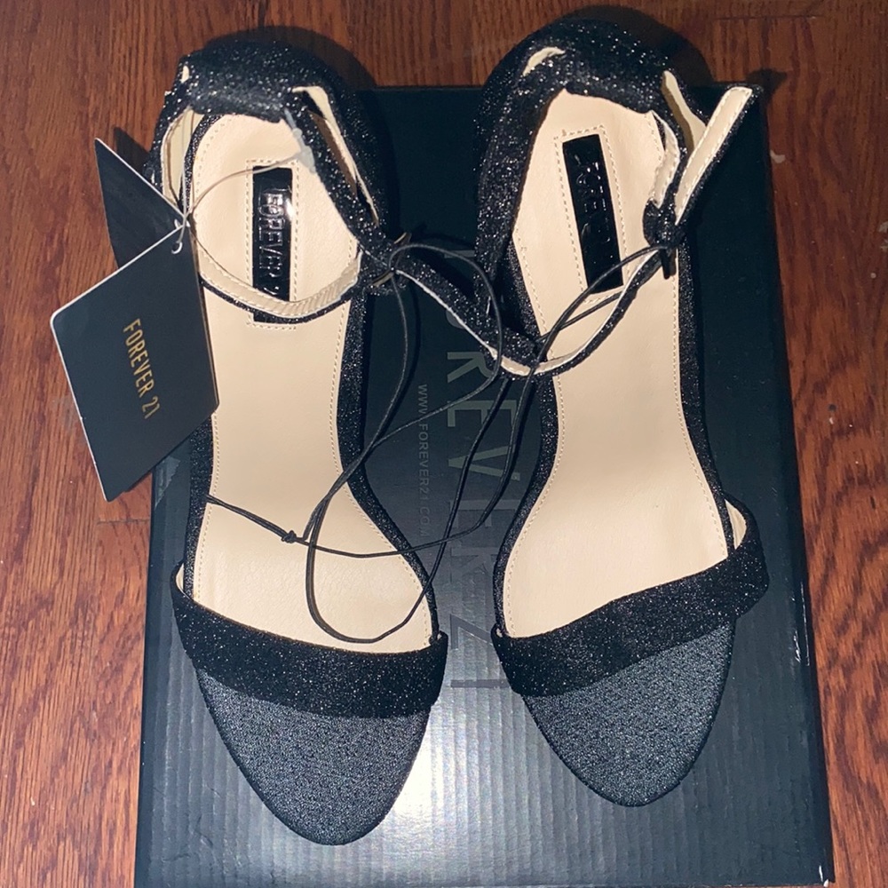 F21 Black shimmery heels